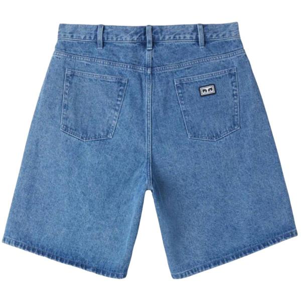OBEY BIGWIG BAGGY DENIM LIGHT INDIGO SHORTS