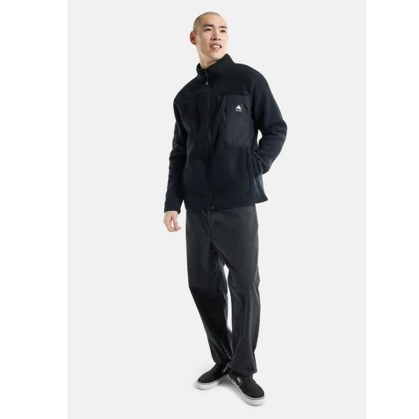 BURTON CINDER FULL-ZIP FLEECE TRUE BLACK PILE UOMO