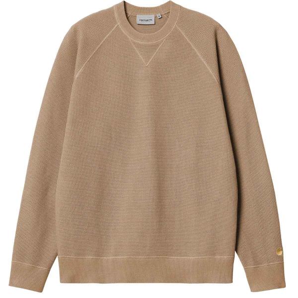 CARHARTT WIP CHASE SWEATER DUSTY H BROWN/GOLD MAGLIONE
