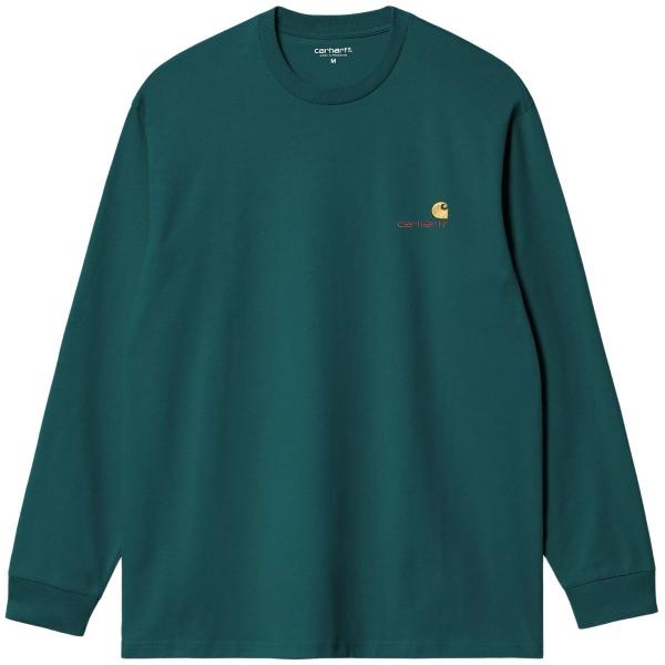 CARHARTT WIP L/S AMERICAN SCRIPT MALACHITE T-SHIRT