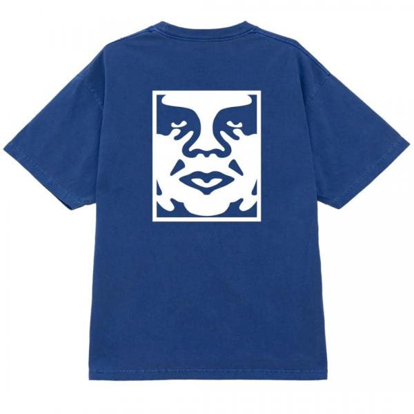 OBEY BOLD ICON FACE PIGMENT ELECTRIC INDIGO T-SHIRT