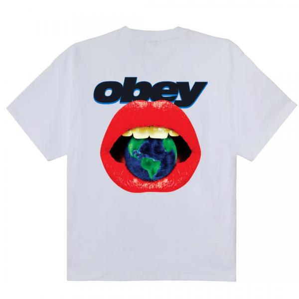 OBEY LIPS HEAVYWEIGHT WHITE T-SHIRT