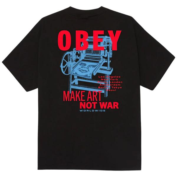 OBEY PRINTING PRESS MAKE ART TEE VINTAGE BLACK