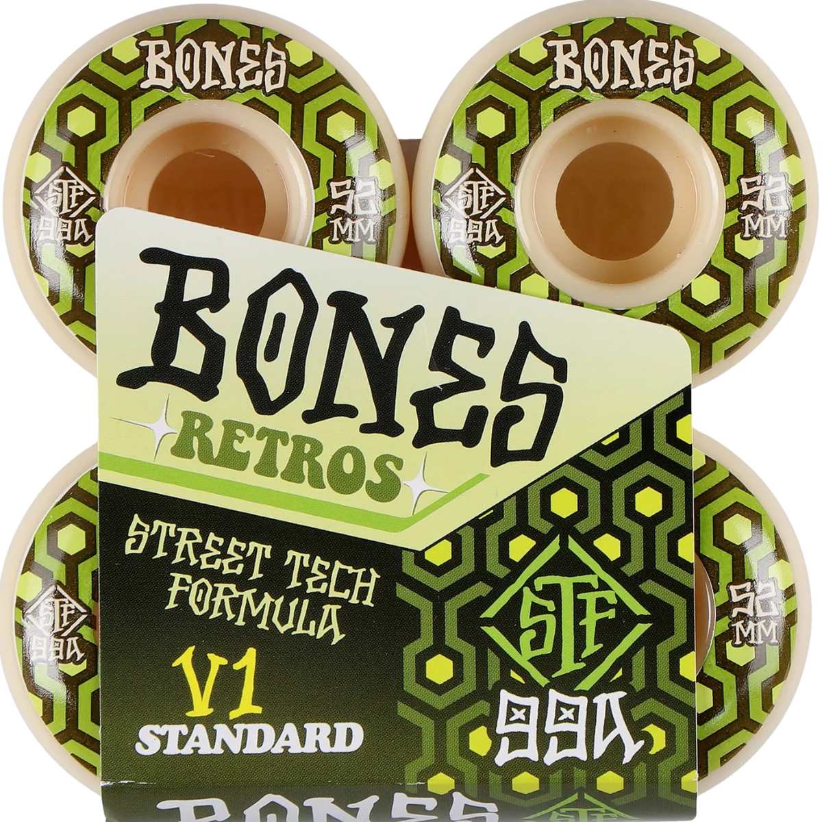 BONES RETRO STF V1 WHITE GREEN 99A RUOTE SKATEBOARDS