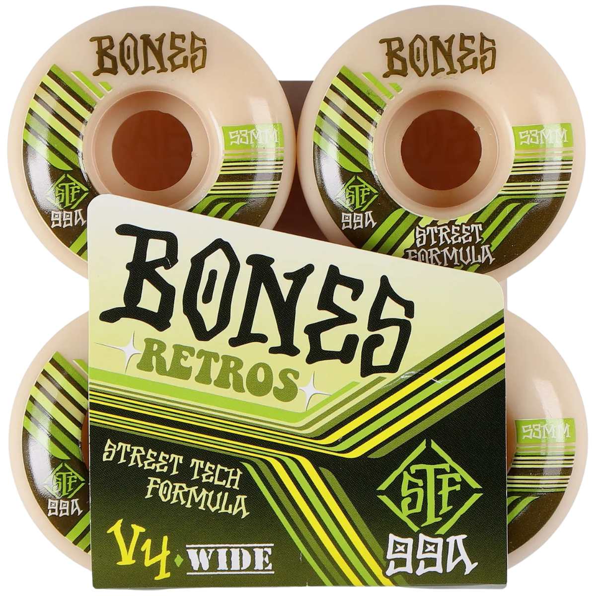 BONES RETRO STF V4 WHITE GREEN 99A RUOTE SKATEBOARDS