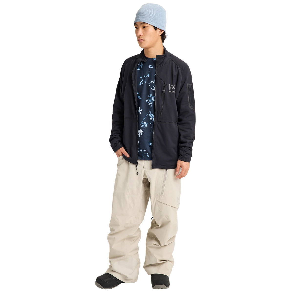 BURTON MEN'S [AK] BAKER STRETCH FLEECE FULL-ZIP TRUE BLACK