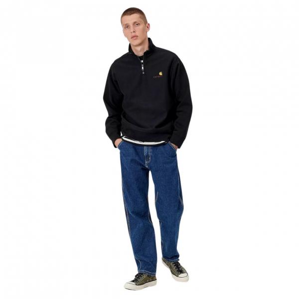 CARHARTT WIP HALF ZIP AMERICAN SCRIPT SWEATSHIRT BLACK