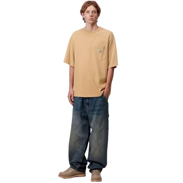 CARHARTT WIP HUDSON POCKET T-SHIRT DUSTY H BROWN (CHALK WASH)