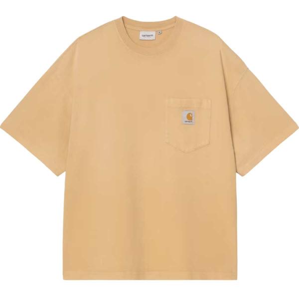 CARHARTT WIP HUDSON POCKET T-SHIRT DUSTY H BROWN (CHALK WASH)