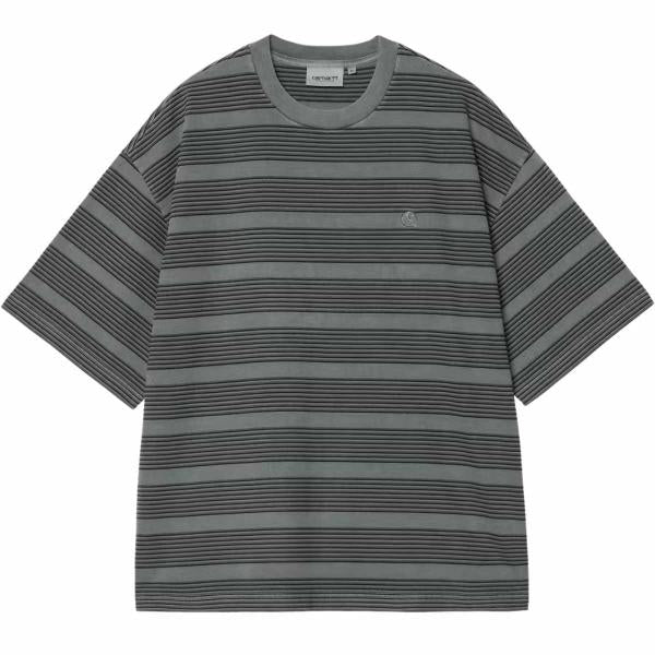 CARHARTT WIP S/S HANSON  STRIPE KALE GREEN GARMENT DYED T-SHIRT