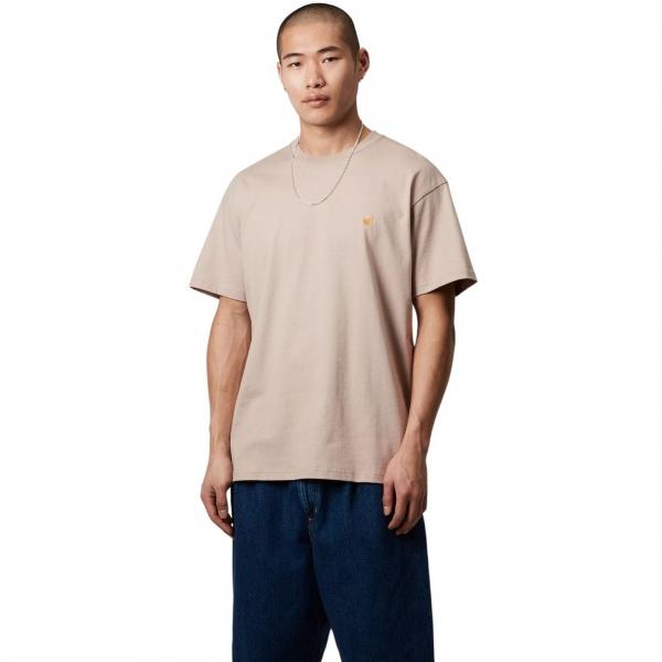 CARHARTT WIP S/S CHASE DUSKY BEIGE / GOLD  T-SHIRT