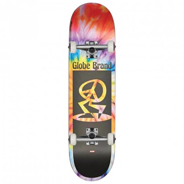 GLOBE  KIDS  PEACE MAN MID - SPIRAL DYE/BLACK 7.6'' SKATEBOARD COMPLETO BAMBINO