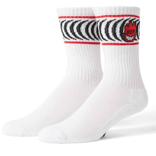 HUF X SPITFIRE SPIRAL SOCK WHITE CALZINI