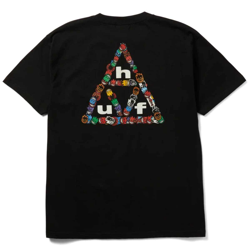 HUF X SPITFIRE STICKER TRIPLE TRIANGLE BLACK T-SHIRT