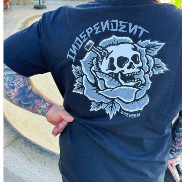 INDEPENDENT DRESSEN SKULL ROSE BLACK T-SHIRT