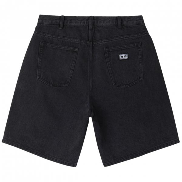 OBEY BIGWIG BAGGY DENIM FADED BLACK SHORTS