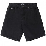 OBEY BIGWIG BAGGY DENIM FADED BLACK SHORTS