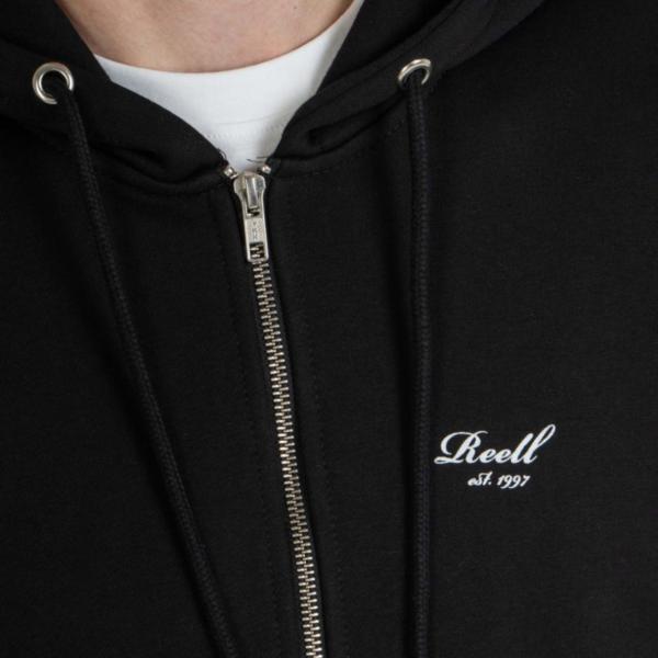 REELL STAPLE LOGO ZIP HOODIE DEEP BLACK FELPA