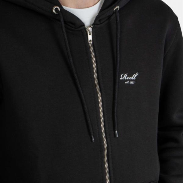 REELL STAPLE LOGO ZIP HOODIE DEEP BLACK FELPA