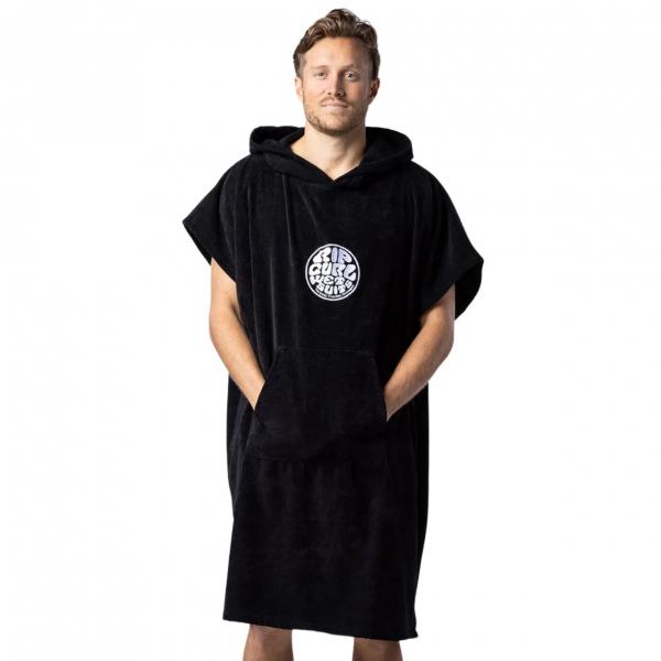 RIP CURL LOGO HOODED TOWEL BLACK PONCHO