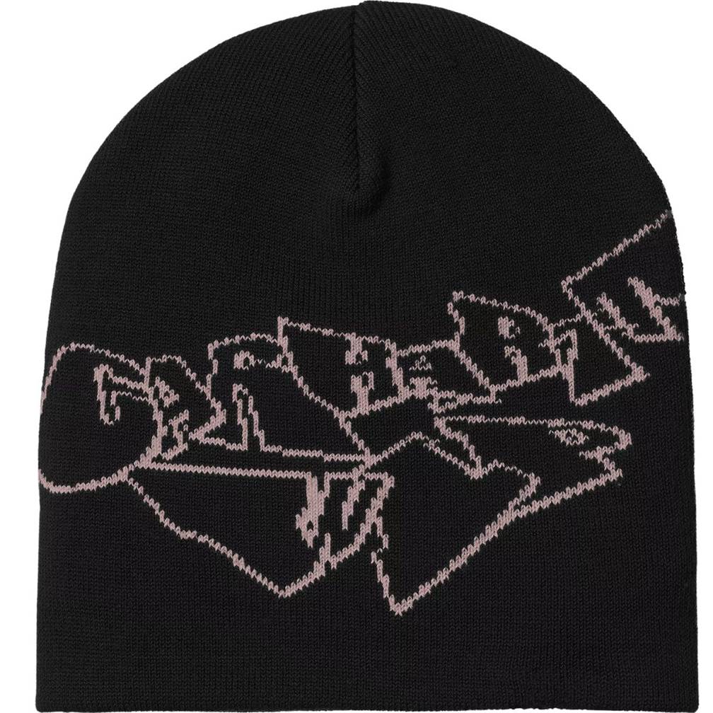 CARHARTT WIP SCREWED UP SCRIPTER BEANIE BLACK/HORTENSIA