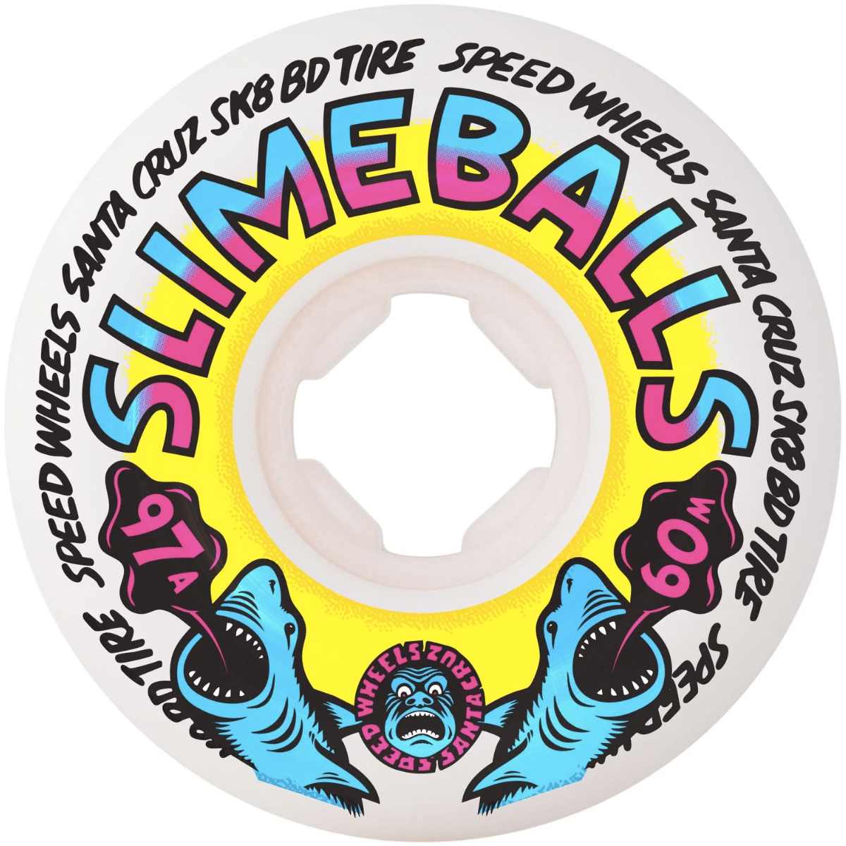 SLIME BALLS HERITAGE SHARK SPEW VOMITS WHITE - 97A RUOTE SKATEBOARD