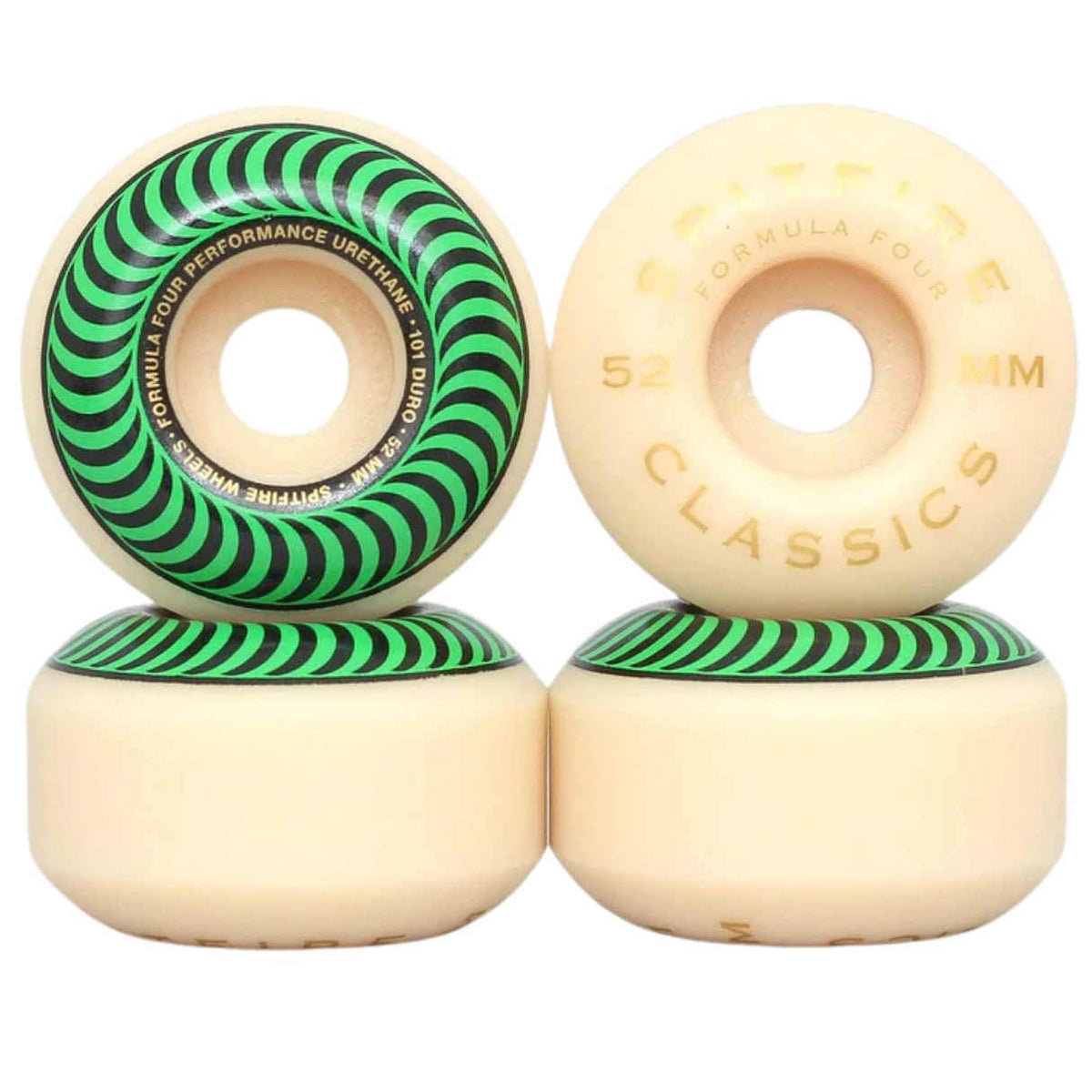 SPITFIRE WHEELS FORMULA FOUR CLASSIC 101DU GREEN RUOTE SKATEBOARD