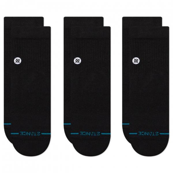 STANCE ICON QUARTER BLACK 3 PACK CALZINI