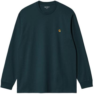 CARHARTT WIP L/S CHASE DUCK BLUE/GOLD T-SHIRT
