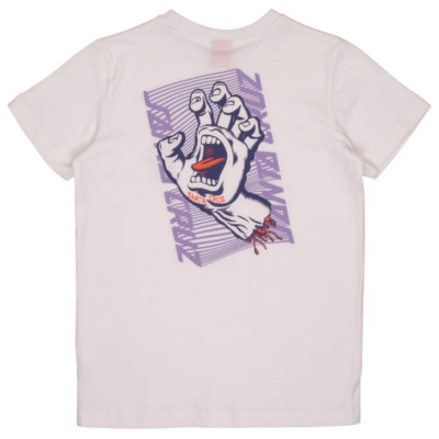 SANTA CRUZ YOUTH SPLIT STRIP HAND WHITE T-SHIRT BAMBINO