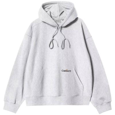 CARHARTT WIP HOODED LABEL SCRIPT SWEAT ASH HEATHER 