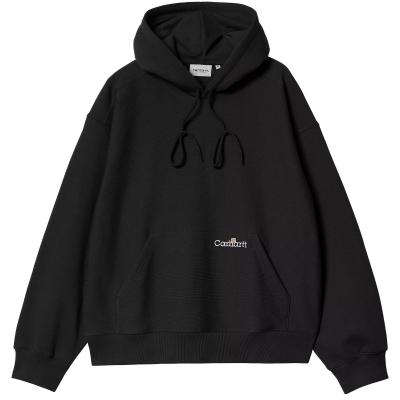 CARHARTT WIP HOODED LABEL SCRIPT SWEAT BLACK 