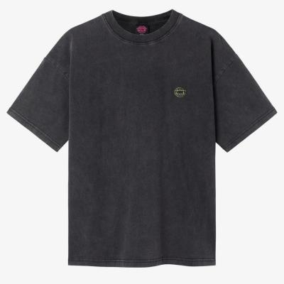 FUNKY T-SHIRT LOGO EMBROIDERY TEE WASHED BLACK