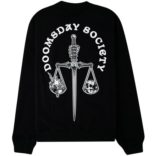 DOOMSDAY JUSTICE VARSITY CREWNECK BLACK FELPA