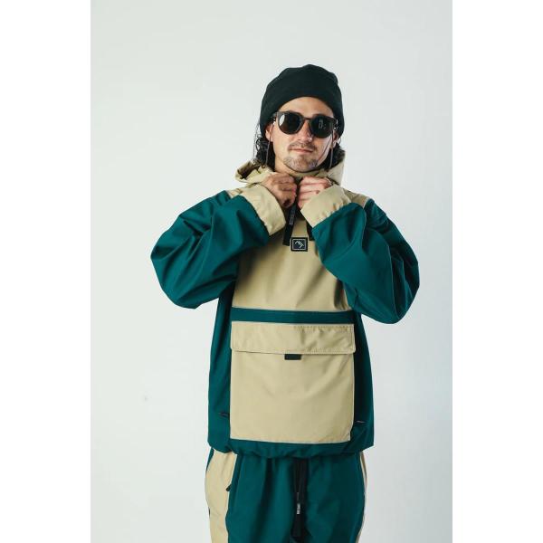 BRETHREN PULLOVER BASELINE COMBAT KHAKI/BEIGE GREEN GIACCA SNOWBOARD