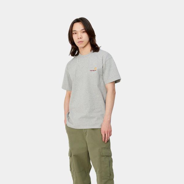 CARHARTT WIP S/S AMERICAN SCRIPT GREY HEATHER T-SHIRT