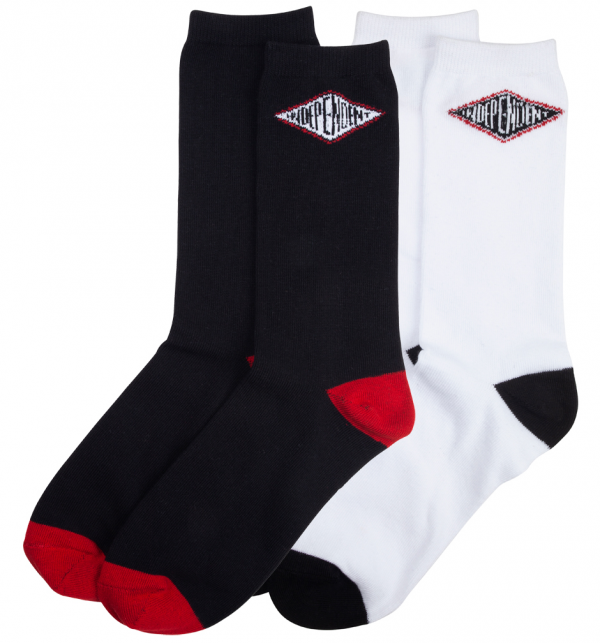 INDEPENDENT SUMMIT SOCKS (2 PAIR PACK) WHITE/BLACK CALZINI