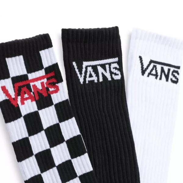 VANS CLASSIC CREW (3PZ) BLACK/CHECKERBOARD CALZINI