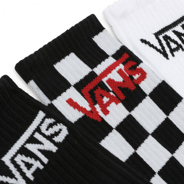 VANS CLASSIC CREW (3PZ) BLACK/CHECKERBOARD CALZINI