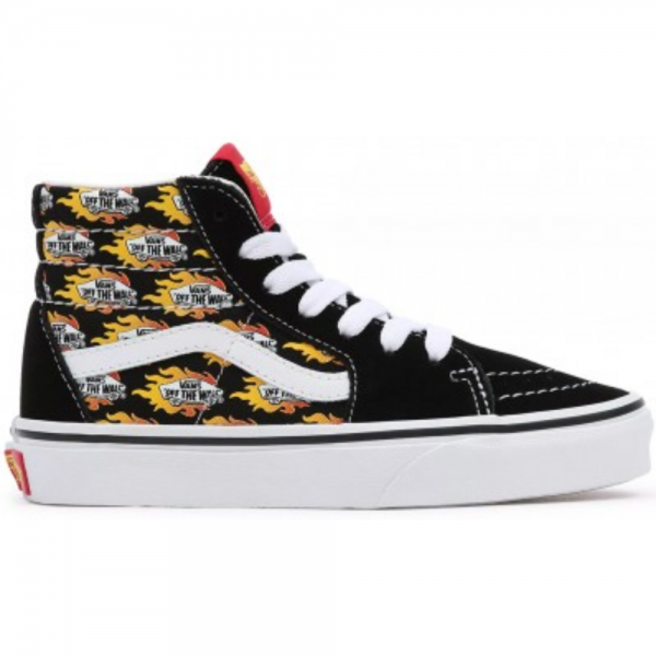 VANS SK8-Hi FLAME LOGO REPEAT BLACK/FLAMING SCARPE BAMBINO