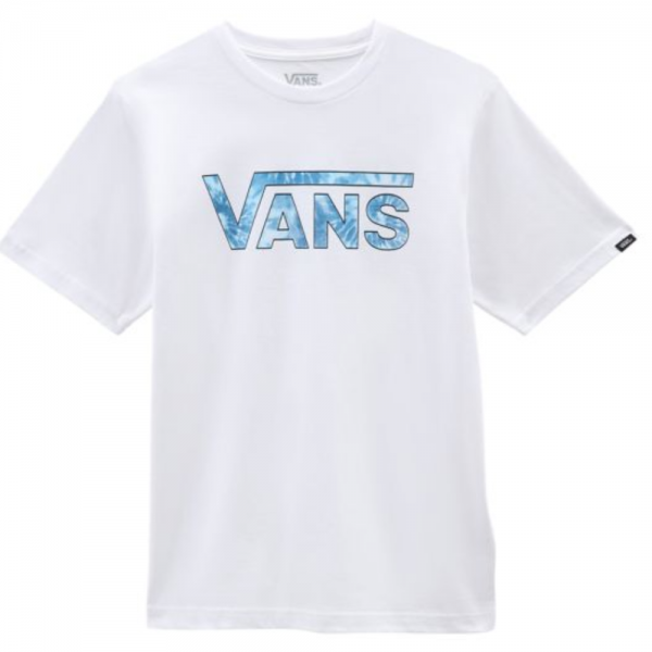 VANS CLASSIC LOGO FILL WHITE/AQUATIC BLUE TIE-DYE T-SHIRT BAMBINO