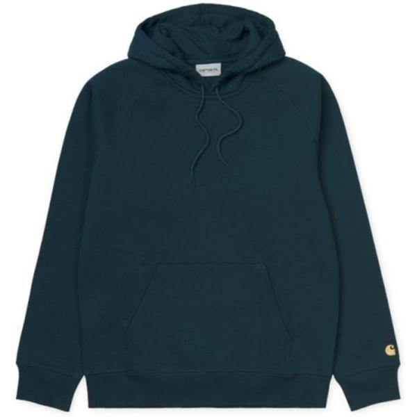 CARHARTT WIP HOODED CHASE SWEATSHIRT DUCK BLUE/GOLD