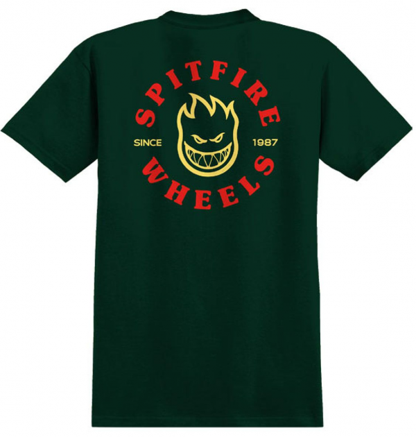 SPITFIRE BIGHEAD CLASSIC FORREST GREEN/RED/YELLOW T-SHIRT