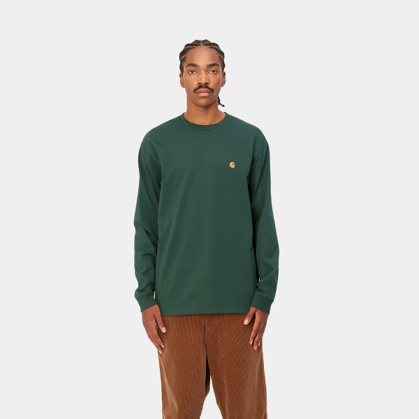 CARHARTT WIP L/S CHASE DISCOVERY GREEN/GOLD T-SHIRT