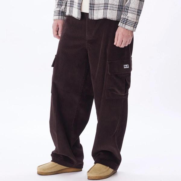 OBEY BIG WIG CORDUROY CARGO PANT JAVA BROWN