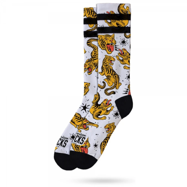 AMERICAN SOCKS TIGER KING WHITE CALZINI