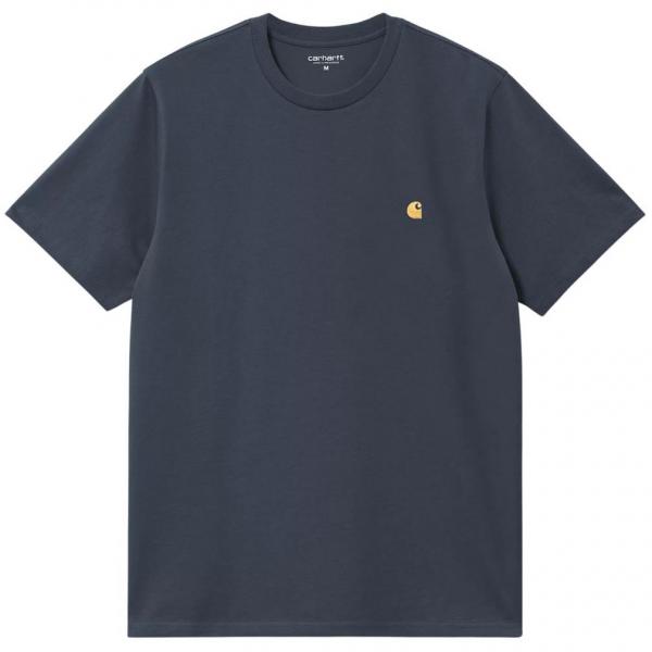 CARHARTT WIP S/S CHASE DUSKY BLUE/GOLD T-SHIRT