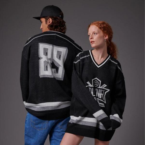 DOLLY NOIRE KNITTED GOAT HOCKEY  SWEATER BLACK