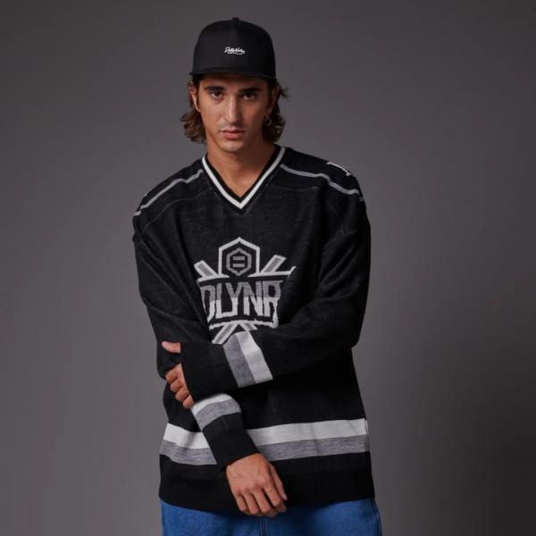 DOLLY NOIRE KNITTED GOAT HOCKEY  SWEATER BLACK