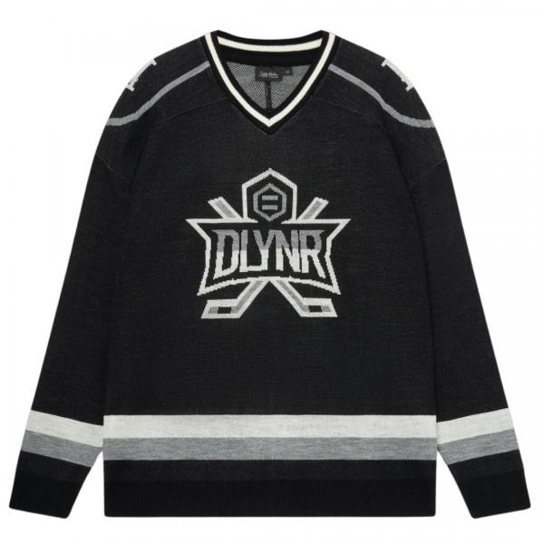 DOLLY NOIRE KNITTED GOAT HOCKEY  SWEATER BLACK